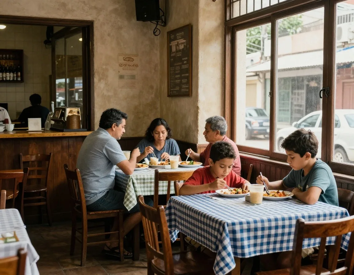 Almuerzo familiar en cantina de Bela Vista