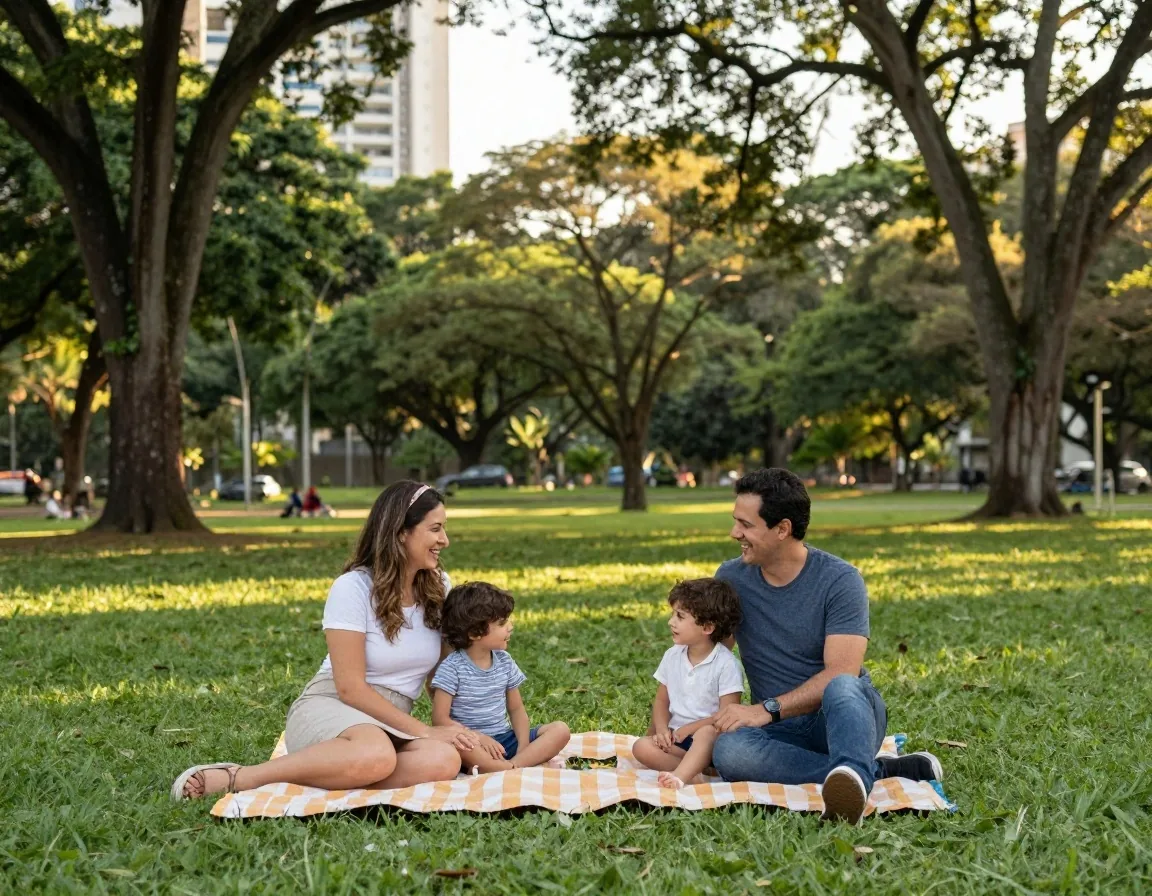 Familia con picnic en el parque Ibirapuera