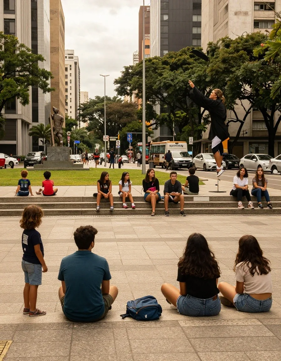 Tarde libre en la avenida Paulista con adolescentes y familias