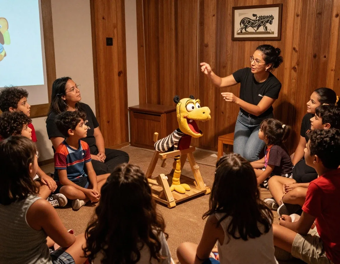 Teatro infantil en Vila Mariana con niños en la platea