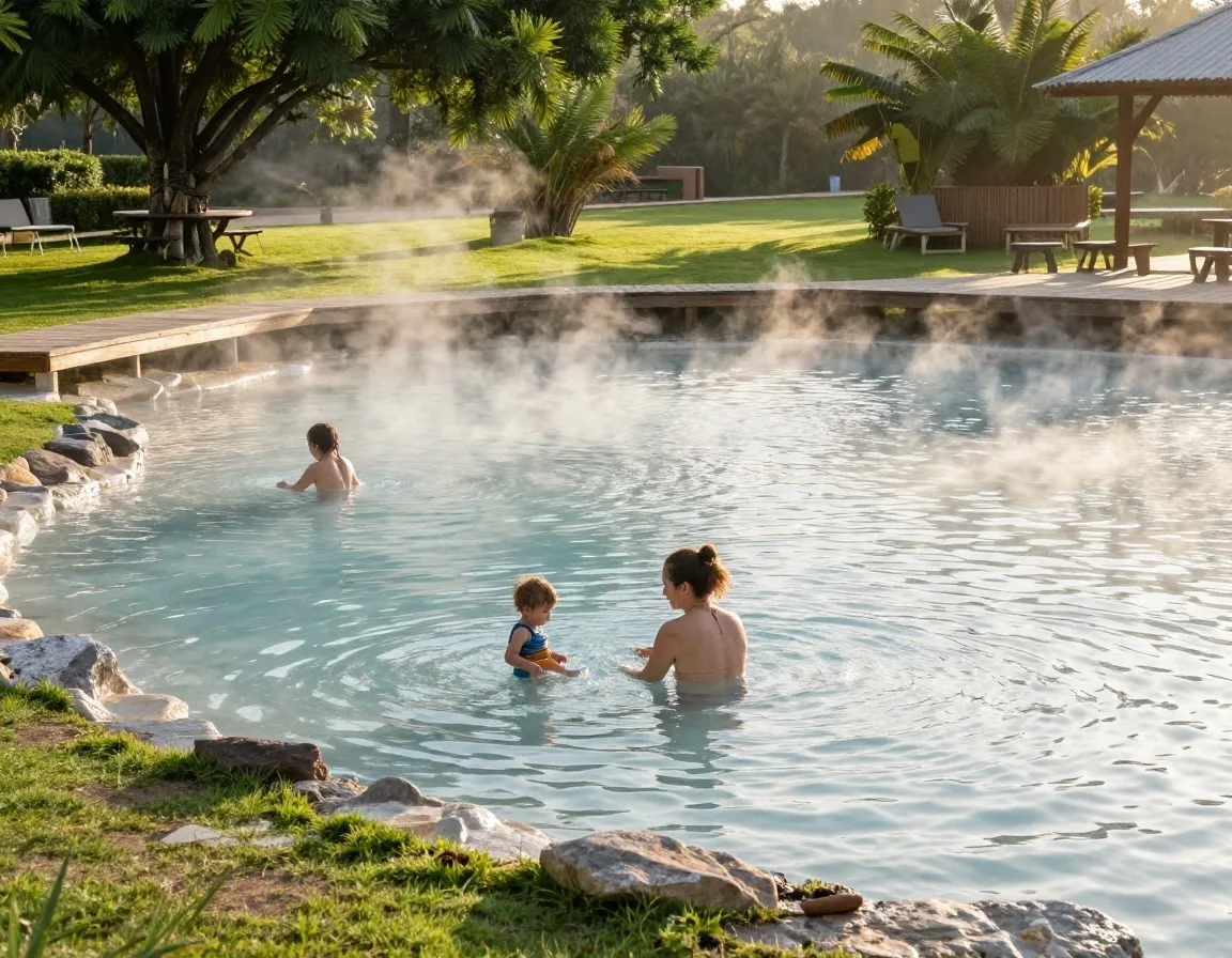 Piscinas termales calmas en Thermas São Pedro para familias con niños pequeños